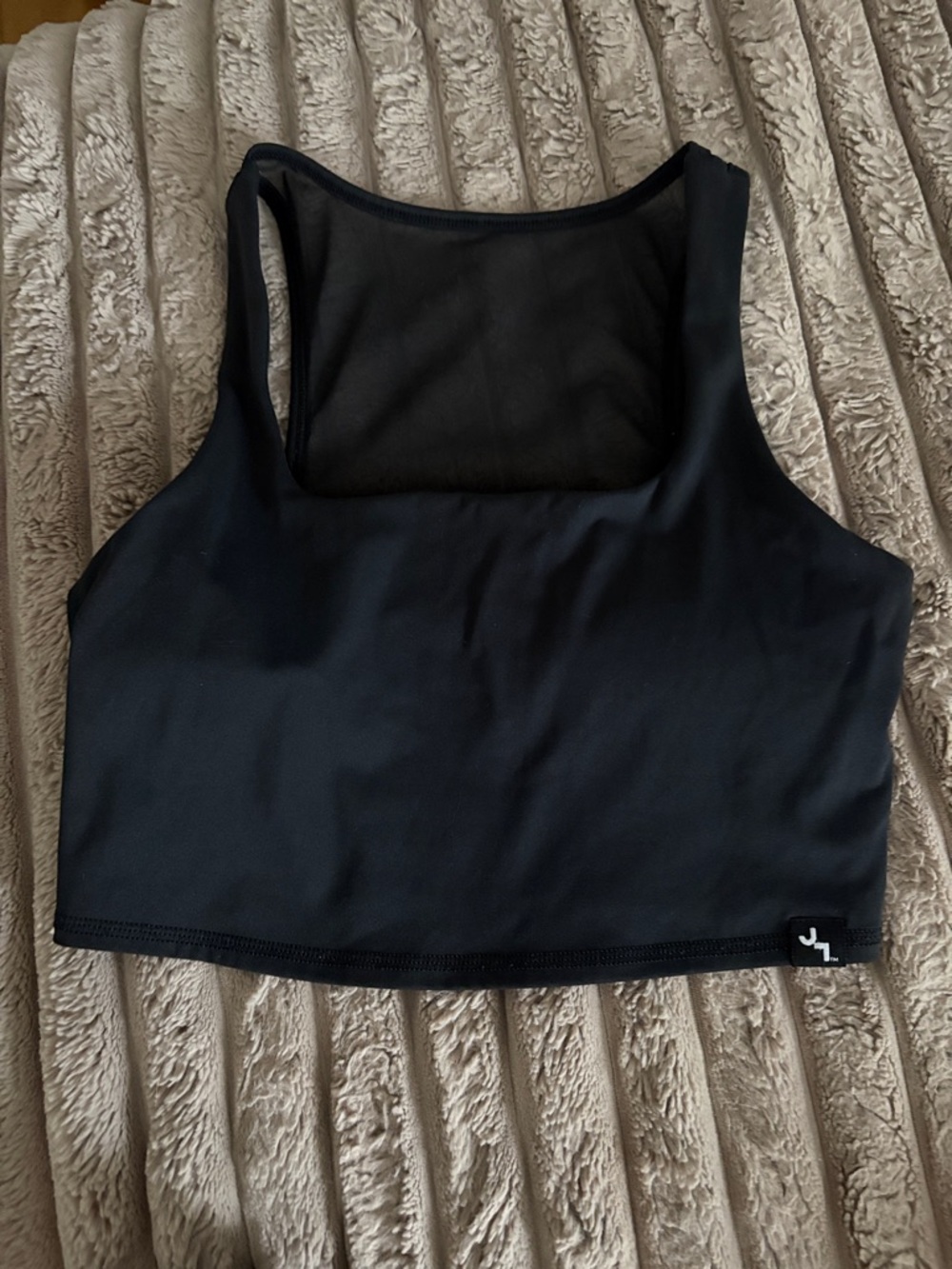 Black Cropped Athletic Tank with sheer back